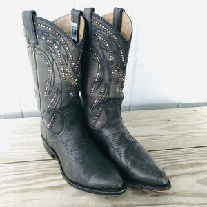 FRYE Billy Cowboy Western Boots Womens Sz 10 B Black Leather Studded